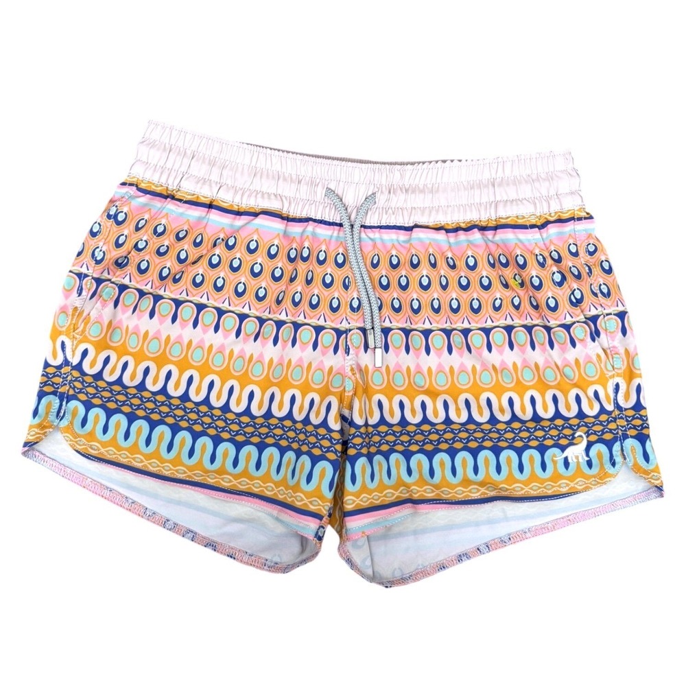 SurfCuz Swim Shorts Geometric Print Board Shorts Small Beach Pool Trunks